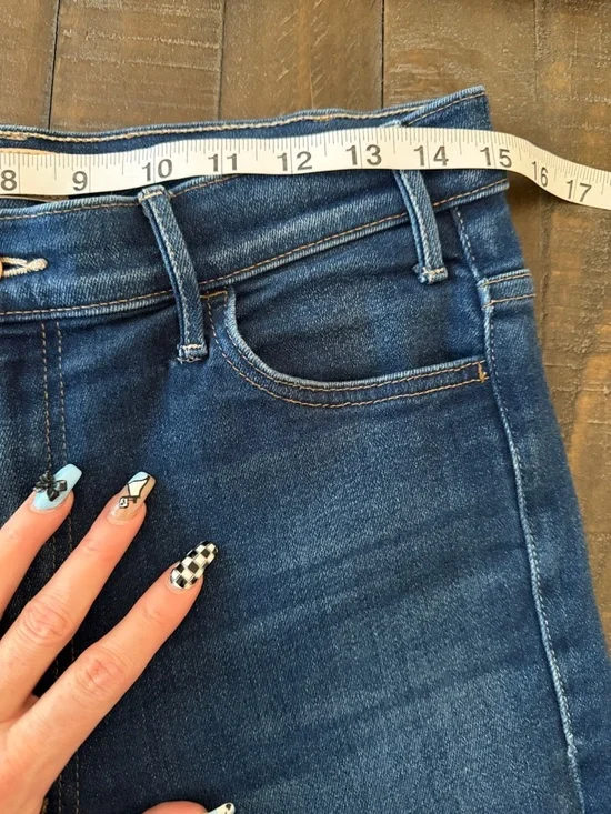 MOTHER High-Rise Hustler Ankle Fray Indigo Blue Slim Jeans - Picture 11 of 14